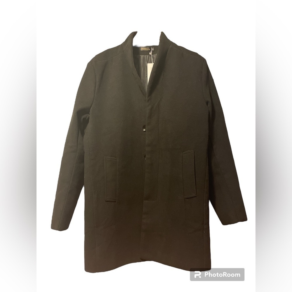 Beninos Mens Wool blend black coat medium NWT
